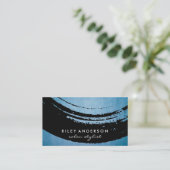 Zwarte Artistieke Geborstelde Leder Visitekaartje (Staand voorkant)