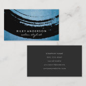 Zwarte Artistieke Geborstelde Leder Visitekaartje (Voorkant / Achterkant)