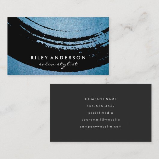 Zwarte Artistieke Geborstelde Leder Visitekaartje (Voorkant / Achterkant)