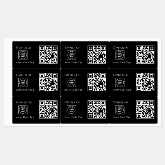 Zwarte Asset QR | Aangepaste Bedrijfsbezitting Tra Labels (Vel)