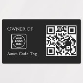 Zwarte Asset QR | Aangepaste Bedrijfsbezitting Tra Labels (Design 2)