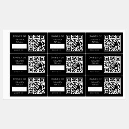 Zwarte Asset QR | Aangepaste Bedrijfsbezittingen V Labels