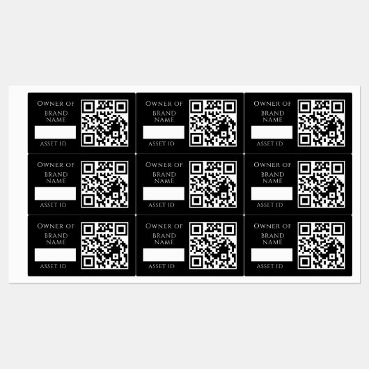 Zwarte Asset QR | Aangepaste Bedrijfsbezittingen V Labels (Vel)