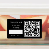 Zwarte Asset QR | Aangepaste Bedrijfsbezittingen V Labels (Aangebracht)