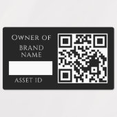 Zwarte Asset QR | Aangepaste Bedrijfsbezittingen V Labels (Design 1)