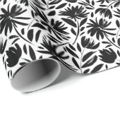 Zwarte aster:  chrysantenpatroon cadeaupapier (Rol Hoek)