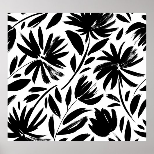 Zwarte aster: chrysantenpatroon poster (Voorkant)