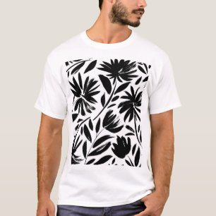 Zwarte aster: chrysantenpatroon t-shirt