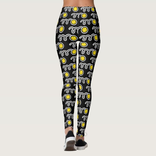 Zwarte atleure leggings voor het drukken van zacht (Achterkant)