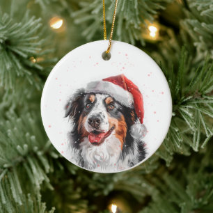 Zwarte Australische hond Kerstmis gepersonaliseerd Keramisch Ornament