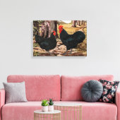 Zwarte Australorp Haan en Heen in bosrijke omgevin Canvas Afdruk (Insitu (Woonkamer))