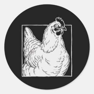 Zwarte Australorp Kip - Vintage Boerderij Kunst  Ronde Sticker