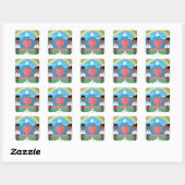 zwarte autisme - kinderen vierkante sticker (Vel)