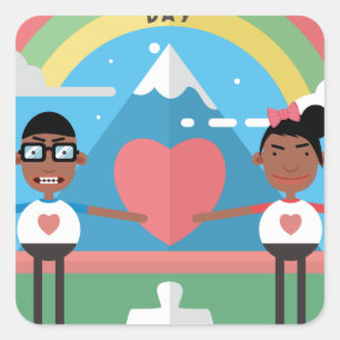 zwarte autisme - kinderen vierkante sticker