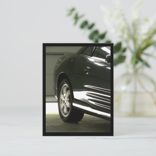 Zwarte auto briefkaart (Staand voorkant)