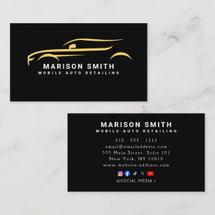 Zwarte Auto Detailing, Auto Reparatie Logo Zwart Visitekaartje