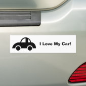 Zwarte auto, ik hou van mijn auto! bumpersticker (Op auto)