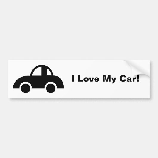 Zwarte auto, ik hou van mijn auto! bumpersticker (Voorkant)