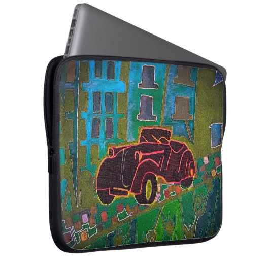 Zwarte auto laptop sleeve (Voorkant Rechts)
