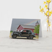  zwarte auto met regenboog kaart (Gele Bloem)