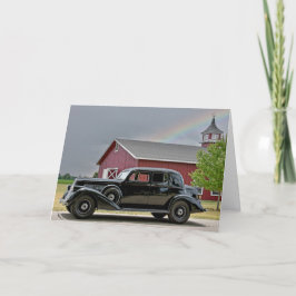 zwarte auto met regenboog kaart