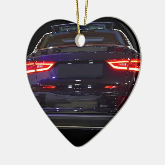 zwarte auto , rode lichten keramisch ornament (Links)