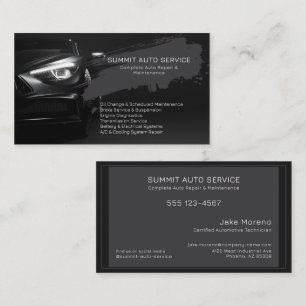 Zwarte Auto Service & Reparatie Professional Visitekaartje
