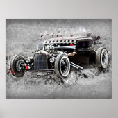  zwarte auto tijdloze auto kunst poster (Voorkant)