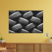 Zwarte autobanden 2 canvas afdruk (Insitu (Woonkamer))