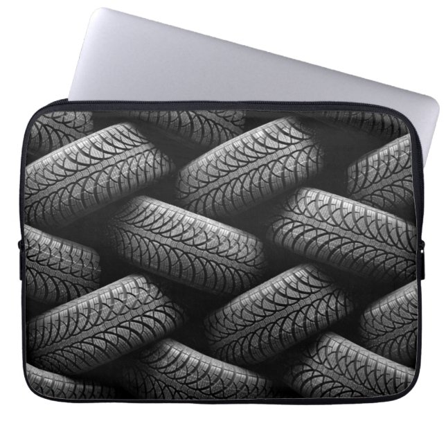 Zwarte autobanden laptop sleeve (Voorkant)
