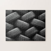 Zwarte autobanden legpuzzel (Horizontaal)