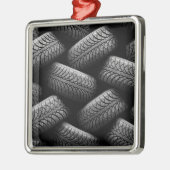 Zwarte autobanden metalen ornament (Links)