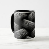 Zwarte autobanden mok (Voorkant links)