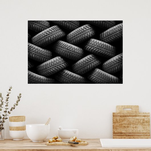 Zwarte autobanden poster (Keuken)