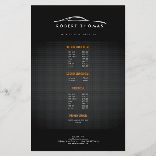 ZWARTE AUTODETAILS, AUTOREPARATIFLYER FLYER (Voorkant)