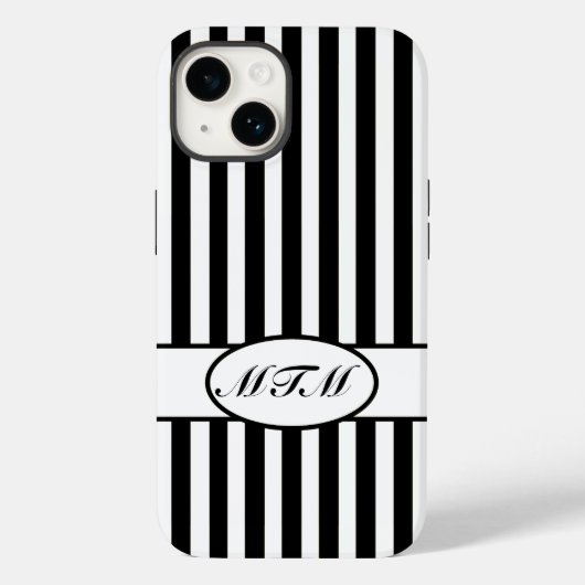 Zwarte Autumnal Stripes met monogram Case-Mate iPhone Case (Achterkant)