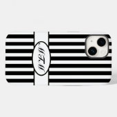 Zwarte Autumnal Stripes met monogram Case-Mate iPhone Case (Achterkant (horizontaal))