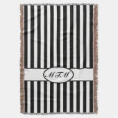 Zwarte Autumnal Stripes met monogram Deken (Voorkant Verticaal)