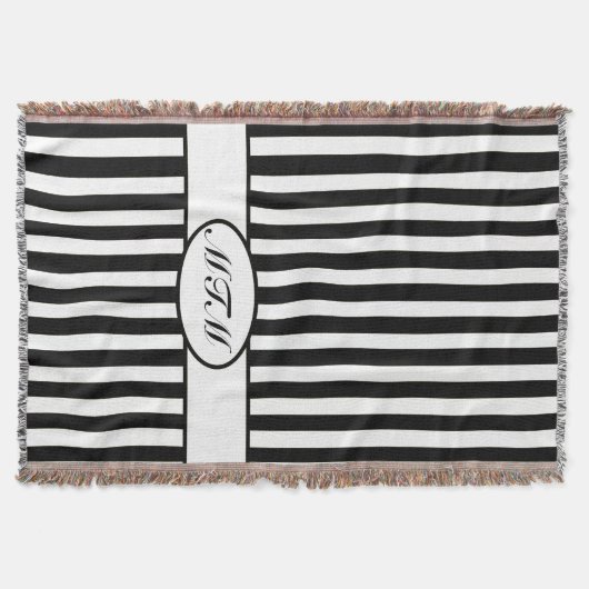 Zwarte Autumnal Stripes met monogram Deken (Voorkant)