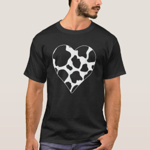 Zwarte Awesome Koe Hart Print Dieren Huisdieren Da T-shirt