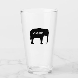 Zwarte Aziatische olifant silhouet gepersonaliseer Glas