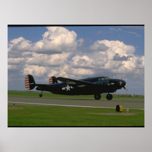 Zwarte B25-landing. (plane_WWII-vlakken) Poster (Voorkant)