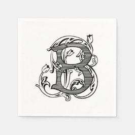 Zwarte "B" Monogram Cocktailservetten Servet