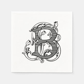 Zwarte "B" Monogram Cocktailservetten Servet