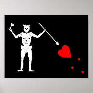 Zwarte baard piratenvlag poster