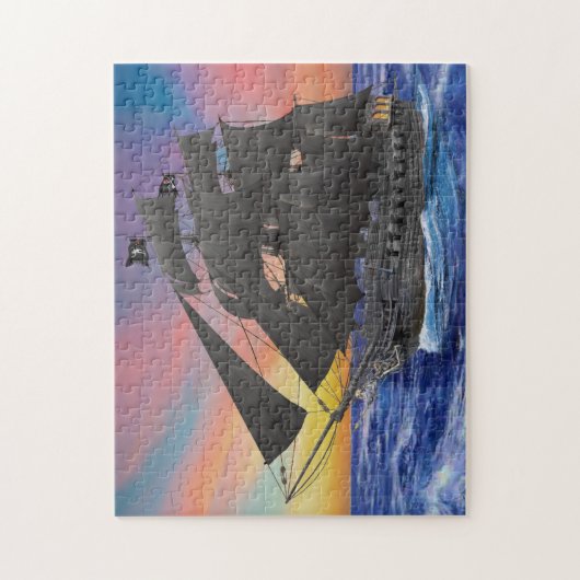 Zwarte-baardpiratenschip Legpuzzel (Verticaal)