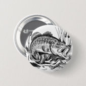 Zwarte baars ronde button 5,7 cm (Voorkant /achterkant)