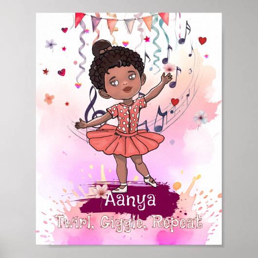 Zwarte Baby Ballerina Muur Kunst Poster (Voorkant)