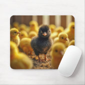 Zwarte Baby chick in een schuur Muismat (Met muis)