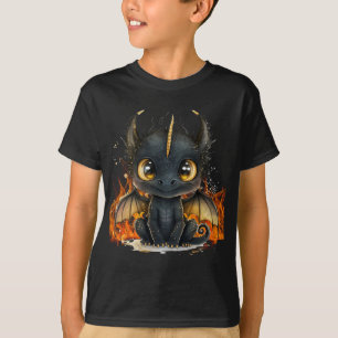Zwarte Baby draak in brand T-shirt